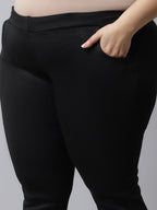TAG 7 Women Plus Size Black Solid Ankle Length Leggings | Grocsy