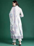 Indo Era Floral Printed Pure Cotton Kurta with Trousers & Dupatta | Grocsy