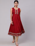 Aks Floral Yoke Design Anarkali Kurta | Grocsy