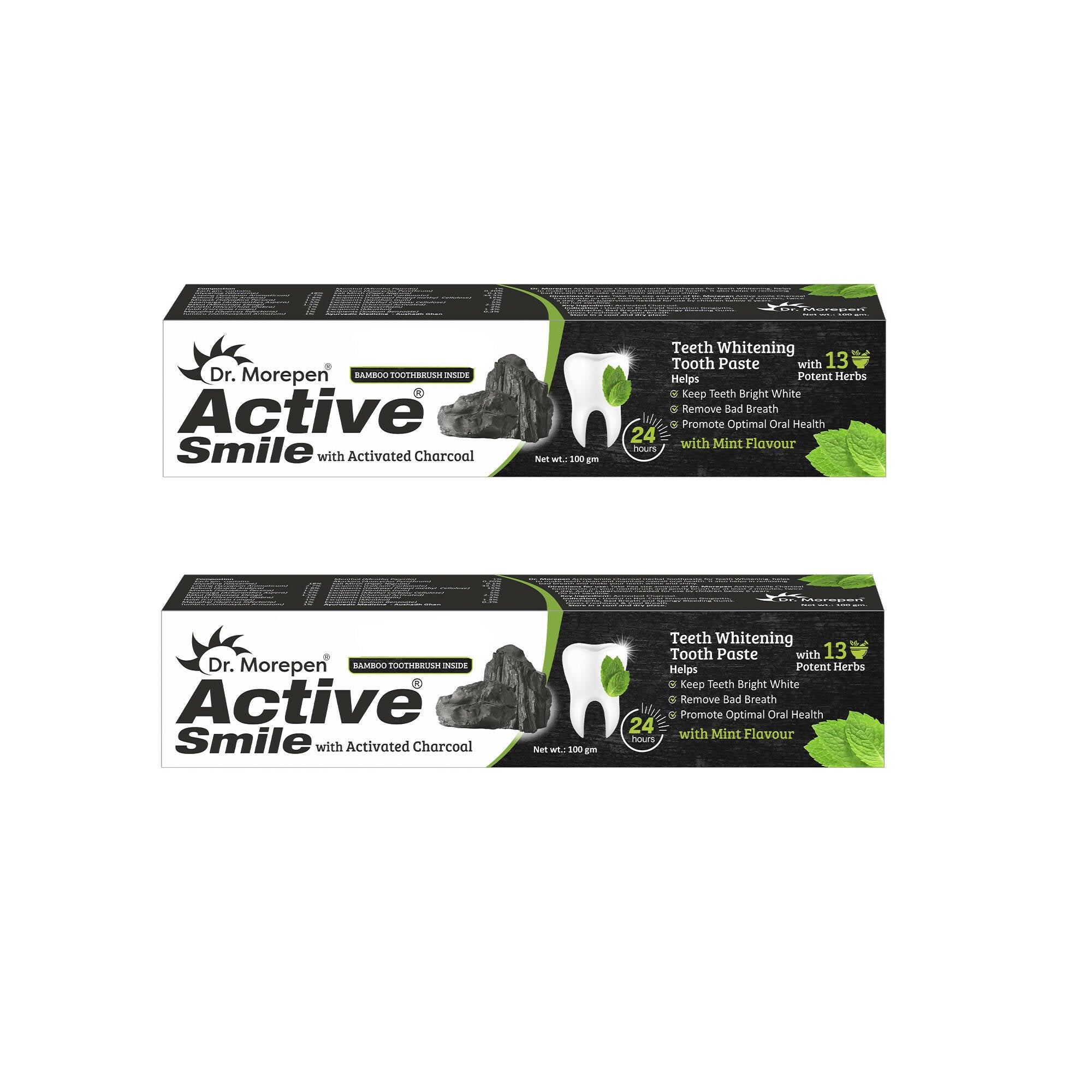 Dr. Morepen Active Smile Charcoal Toothpaste for Teeth Whitening & Bad Breath Removal | Grocsy