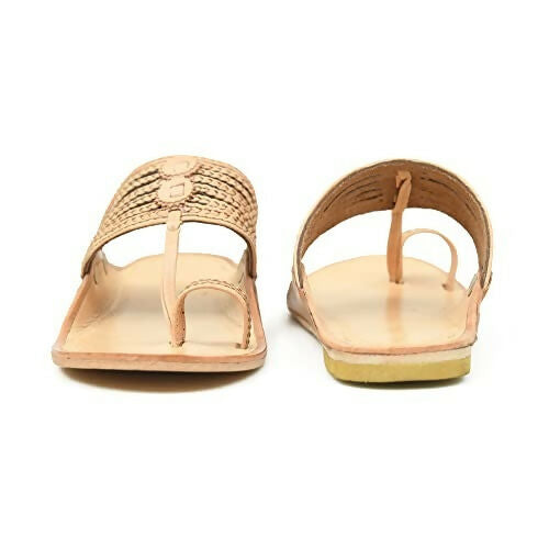 Stepsoft Men'S Natural Kolhapuri Chappal | Original Handcrafted Leather Ethnic Slippers | Grocsy
