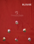 Vibrant Bright Red With Floral Motifs Pure Dola Silk Saree By Gayathri Reddy Designer Studio | Grocsy
