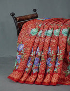Shades of Tomato Mix Orange Colour Floral Design Semi Chanderi Saree By Gayathri Reddy Designer Studio | Grocsy