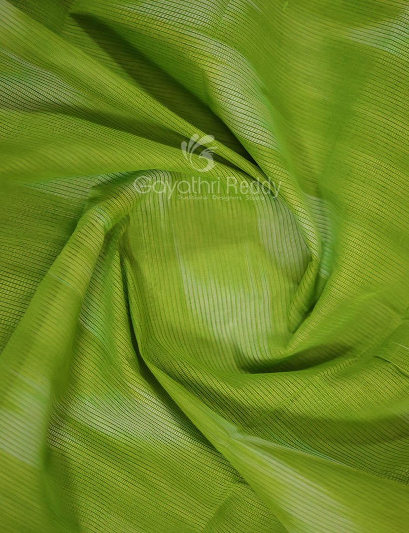 Dual Shades of Parrot Green And Pink Mangalagiri Ikkat Cotton Saree By Gayathri Reddy Designer Studio | Grocsy