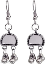 Tehzeeb Creations Women's Silver Plated Necklace Set With Mirror Design | Grocsy