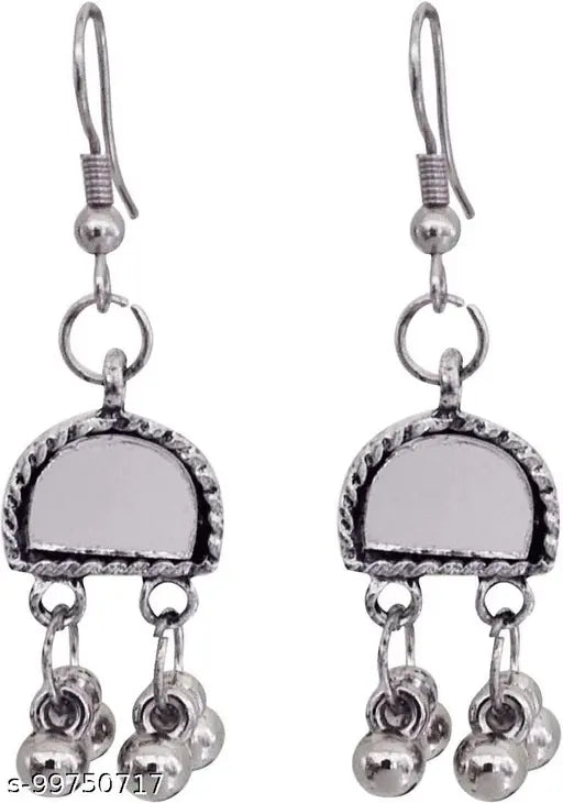 Tehzeeb Creations Women's Silver Plated Necklace Set With Mirror Design | Grocsy