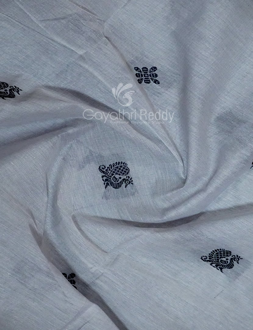 Kalanetha Shades of Grey Pure Kanchi Cotton Saree With Kanchi Traditional Border By Gayathri Reddy Designer Studio | Grocsy