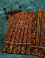 Maroon Brown Mix Floral PrintSemi Chanderi Saree By Gayathri Reddy Designer Studio | Grocsy