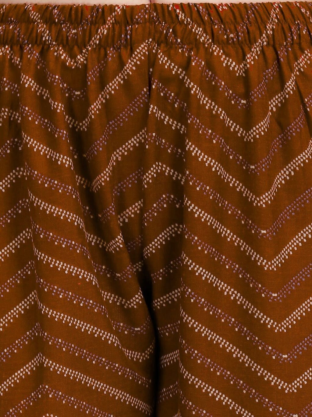 HERE&NOW Brown & White Regular Pure Cotton Kurta With Trousers & Dupatta | Grocsy