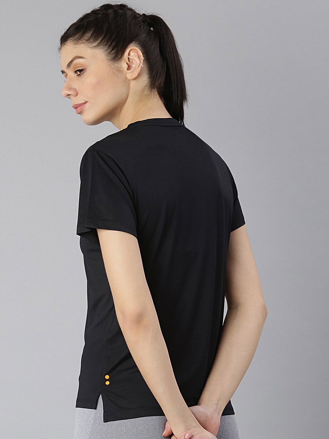 MKH Women Round Neck High Low Dri-FIT T-shirt | Grocsy