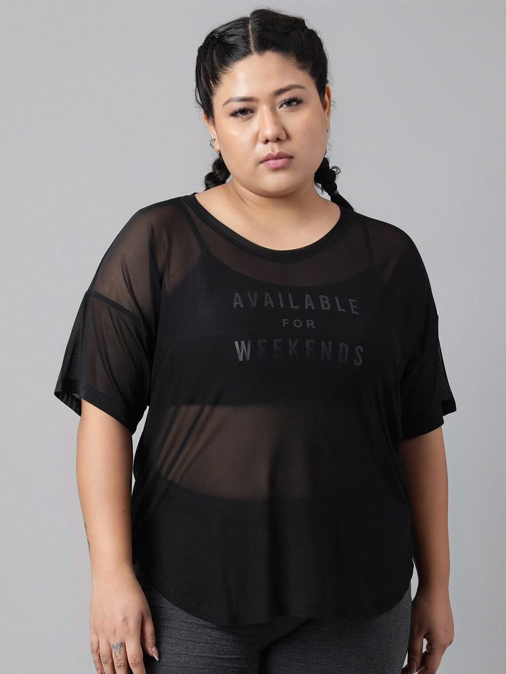 MKH Plus Size Typography Printed Dri-FIT Sports T-shirt | Grocsy
