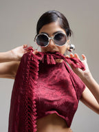 Tikhi Imli Maroon Woven Design Saree | Grocsy