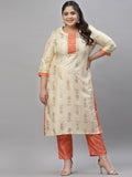 Sztori Plus Size Floral Printed Regular Kurta With Trousers | Grocsy