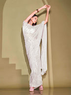 Tikhi Imli White Sequinned Embellished Saree | Grocsy