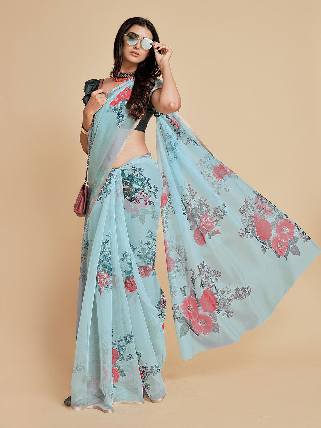 Sangria Women Blue Sarees | Grocsy