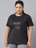 MKH Plus Size Typography Printed Dri-FIT Relaxed Fit Drop-Shoulder Sleeves Gym T-shirt | Grocsy