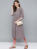 HERE&NOW Women Grey & Pink Floral Print Empire A-Line Kurta | Grocsy
