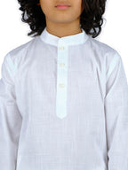 Sethukrishna Boys White Angrakha Pure Cotton Kurta With Dhoti Pants | Grocsy