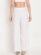 TAG 7 Women White & Maroon Set of 2 Flared Ethnic Palazzos | Grocsy