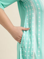 Sztori Plus Size Geometric Printed Round Neck Straight Kurta | Grocsy