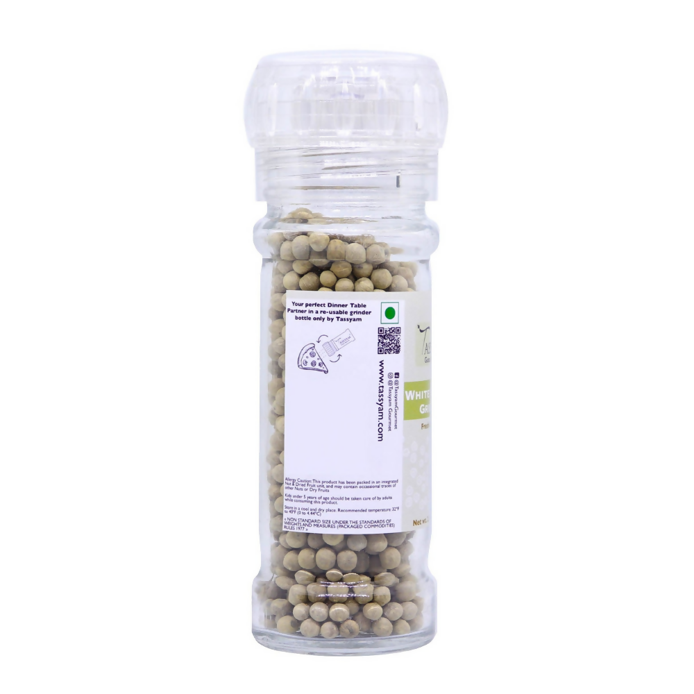 Tassyam Organics White Pepper Grinder Bottle | Grocsy
