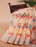 Light Peach And Orange Colour Semi Chanderi Saree By Gayathri Reddy Designer Studio | Grocsy