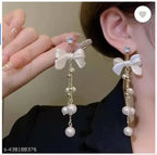 Tehzeeb Creations Women's White Pearl And Stone Earrings | Grocsy
