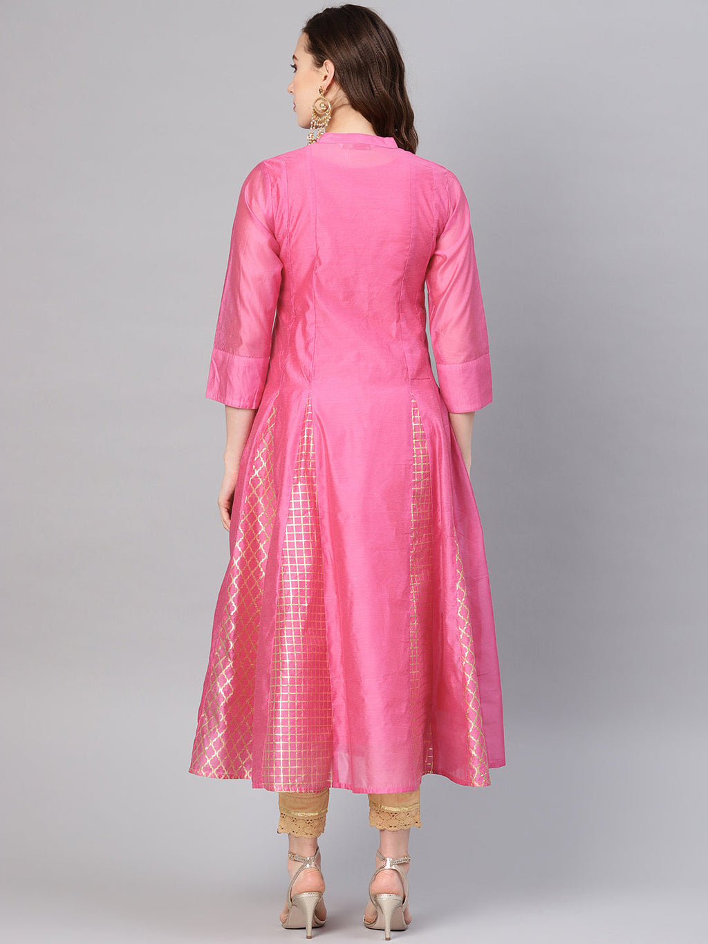 Juniper Women Fuchsia Chanderi Embellished Anarkali Kurta | Grocsy
