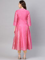 Juniper Women Fuchsia Chanderi Embellished Anarkali Kurta | Grocsy