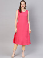 Juniper Women Fuchsia Chanderi Embellished Anarkali Kurta | Grocsy