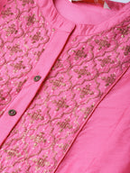 Juniper Women Fuchsia Chanderi Embellished Anarkali Kurta | Grocsy