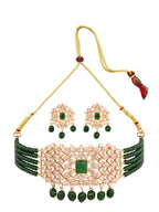 Saraf RS Jewellery Gold-Polished White & Green American Diamond Studded Choker Jewellery Set | Grocsy