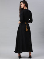 Juniper Women's Black Rayon Embellished Flared Dress | Grocsy