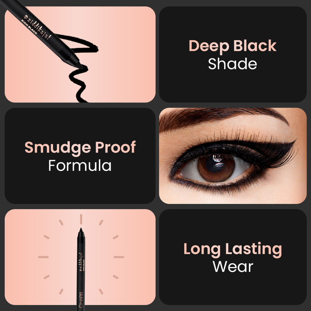 MARS Cosmetics Ziddi Kajal - Black | Grocsy