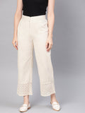 Juniper Women Natural Cotton Flex Solid Wide Leg Palazzo | Grocsy
