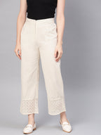 Juniper Women Natural Cotton Flex Solid Wide Leg Palazzo | Grocsy