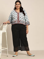 Juniper Women Black Cotton Flex Solid Wide Leg Palazzo | Grocsy
