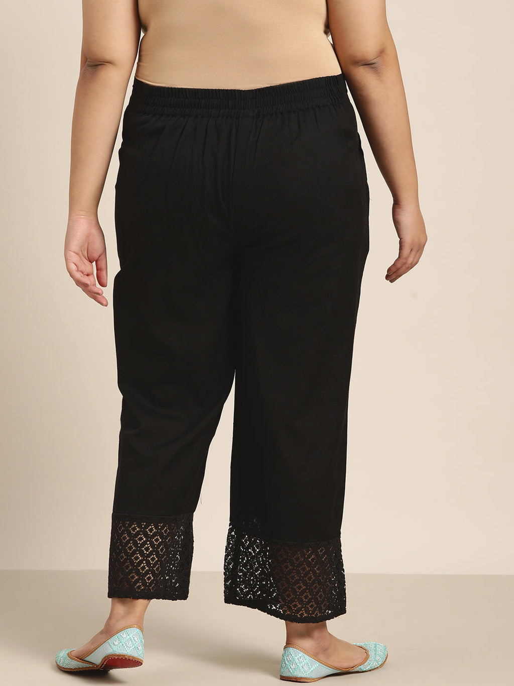Juniper Women Black Cotton Flex Solid Wide Leg Palazzo | Grocsy