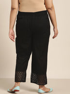 Juniper Women Black Cotton Flex Solid Wide Leg Palazzo | Grocsy