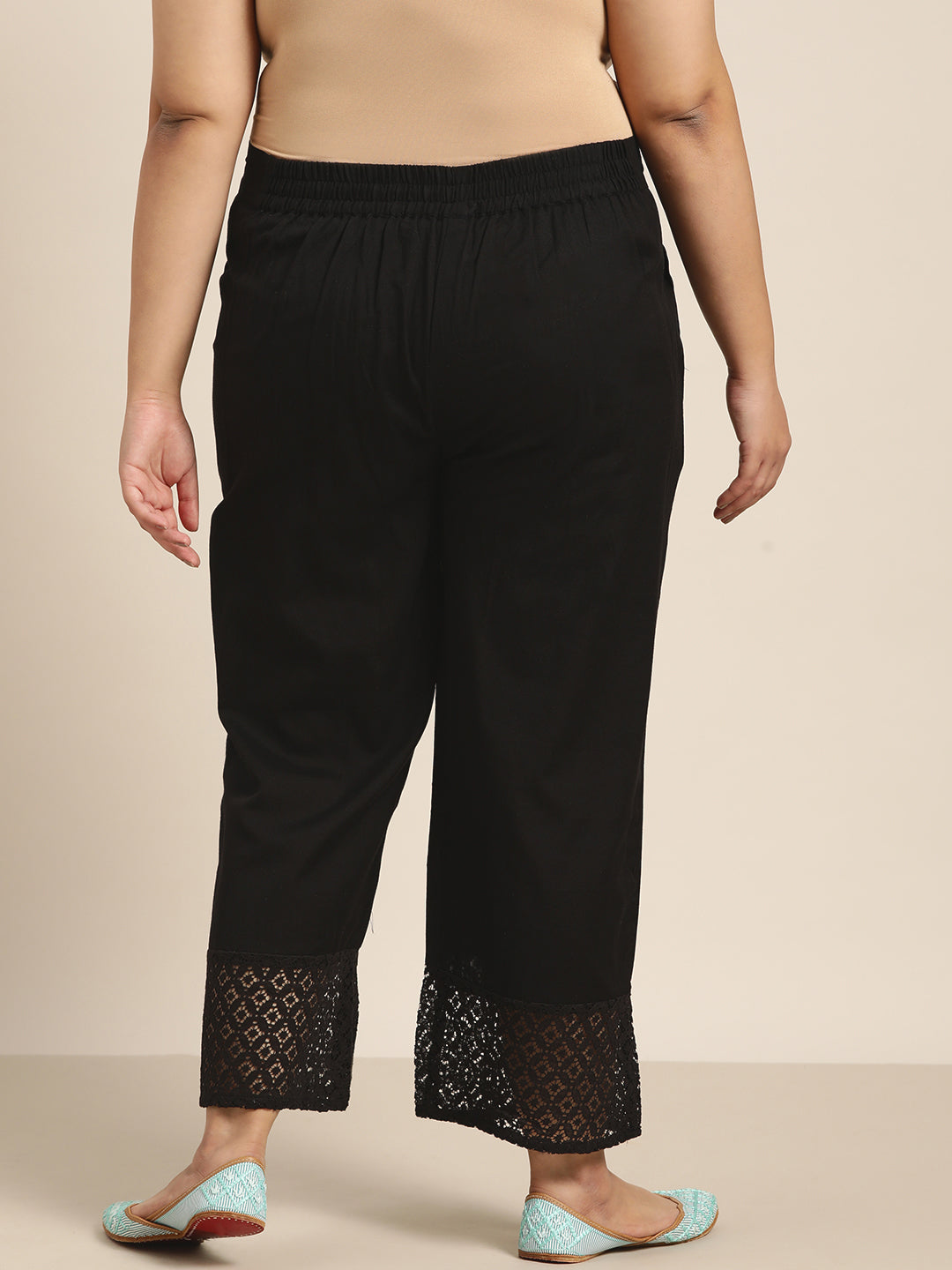 Juniper Women Black Cotton Flex Solid Wide Leg Palazzo | Grocsy