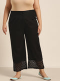 Juniper Women Black Cotton Flex Solid Wide Leg Palazzo | Grocsy