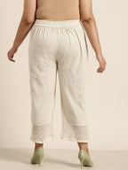 Juniper Women Natural Cotton Flex Solid Wide Leg Palazzo | Grocsy