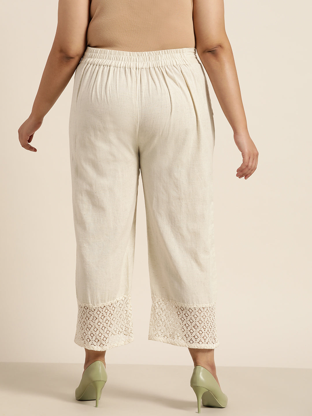 Juniper Women Natural Cotton Flex Solid Wide Leg Palazzo | Grocsy