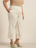 Juniper Women Natural Cotton Flex Solid Wide Leg Palazzo | Grocsy