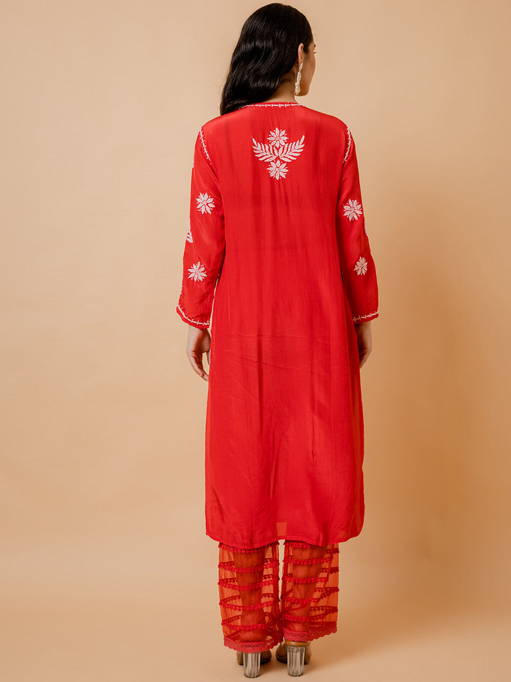 HOUSE OF KARI Ethnic Motifs Chikankari Silk Kurta | Grocsy