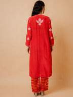HOUSE OF KARI Ethnic Motifs Chikankari Silk Kurta | Grocsy