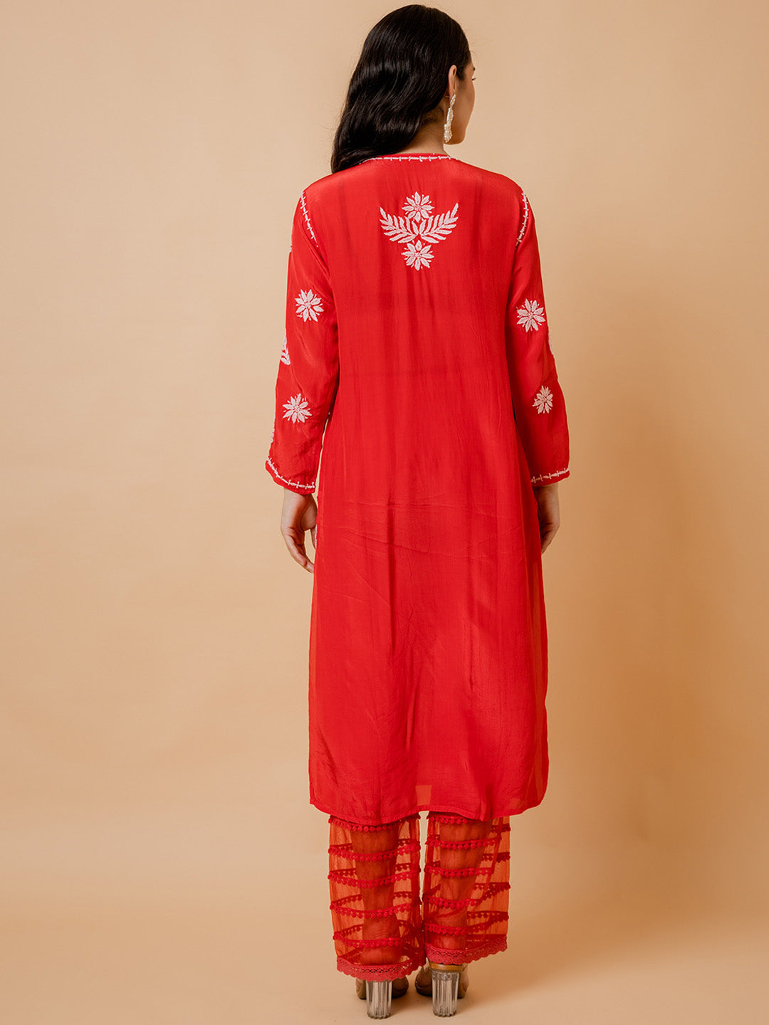 HOUSE OF KARI Ethnic Motifs Chikankari Silk Kurta | Grocsy