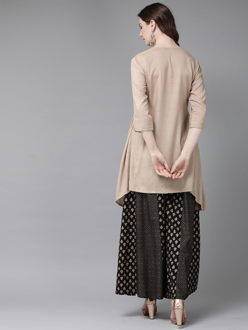 Juniper Womens Beige Rayon Slub Solid Kurta | Grocsy