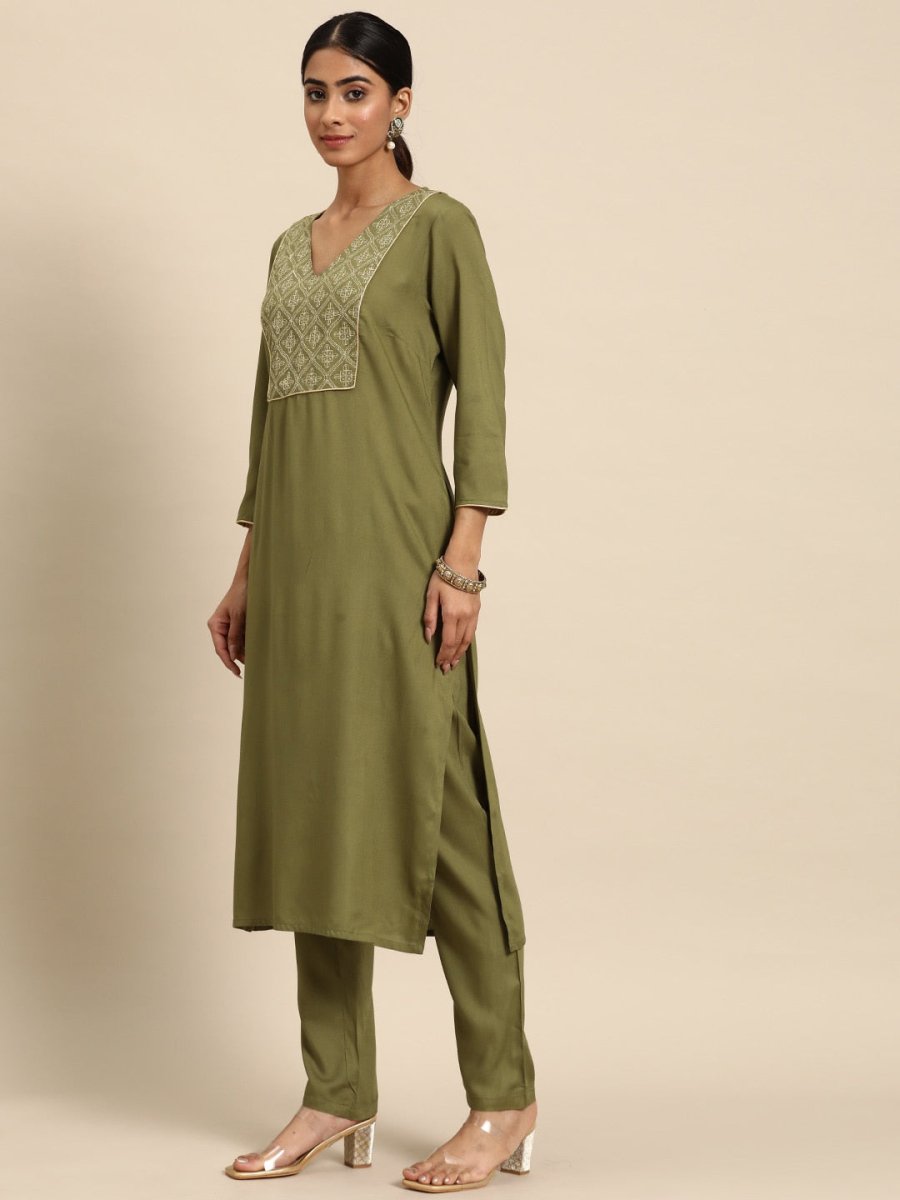 All About You Ethnic Motifs Yoke Design Regular Kurta with Trousers & With Dupatta | Grocsy