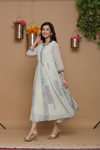 Juniper Womens Ivory Georgette Bandhani Print Kurta | Grocsy
